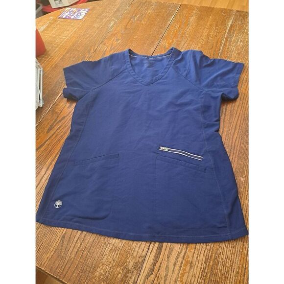 HH360 by Healing Hands Blue Scrub Top Style 2284 Size L V-Neck Pullover Pockets - Picture 1 of 3